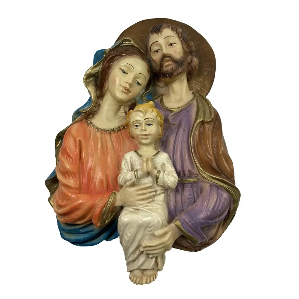 Vtg religious Holy Family Plaster Wall Hanging 3D‎ religious cottagecore